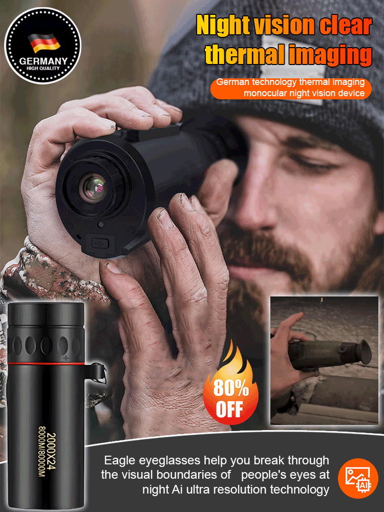 🔥Only a few full sets German-engineered thermal imaging technology. See what others can't.✨Detects heat signatures up to 1200 yards away. Instantly.🌷IP67 waterproof. Military-grade. Designed for hunting.Penetrates fog, brush, and the darkest nights.💧