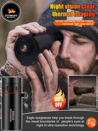 🔥Only a few full sets German-engineered thermal imaging technology. See what others can't.✨Detects heat signatures up to 1200 yards away. Instantly.🌷IP67 waterproof. Military-grade. Designed for hunting.Penetrates fog, brush, and the darkest nights.💧