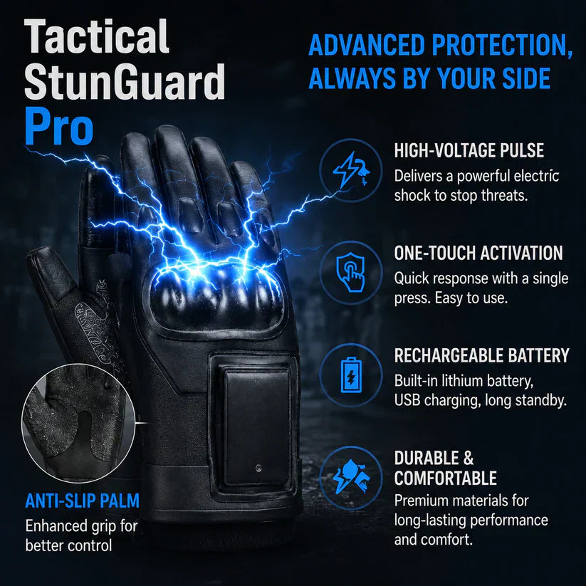 Tactical StunGuard Pro High‑Voltage Self‑Defense Glove One touch. Instant protection.