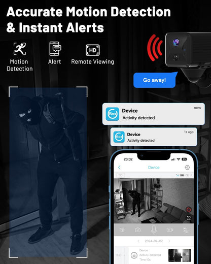 Coredew™️ Smart 5,200mAh HD Portable Security Camera (No WiFi Needed)